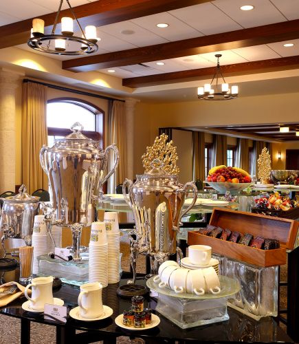 Catering table of hot beverages