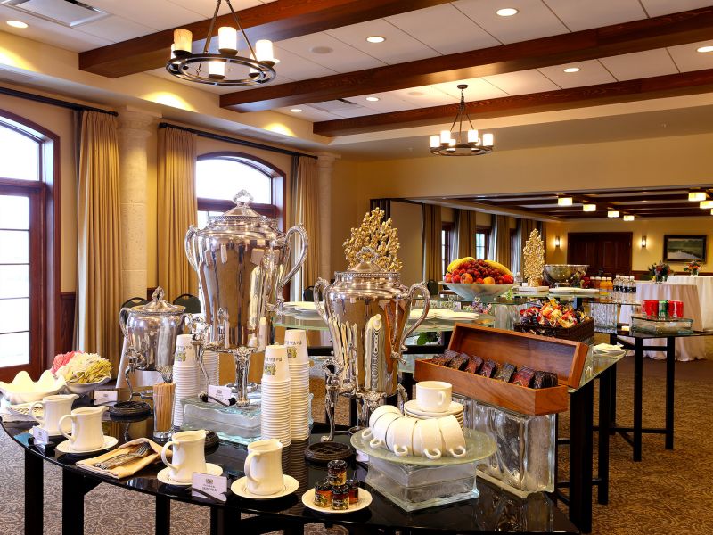 Catering table of hot beverages
