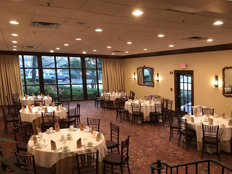 banquet tables set up in LeMaster Room