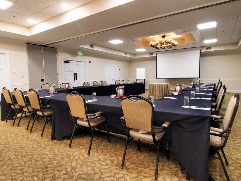 U-shape meeting table arrangement inside the Palm Room