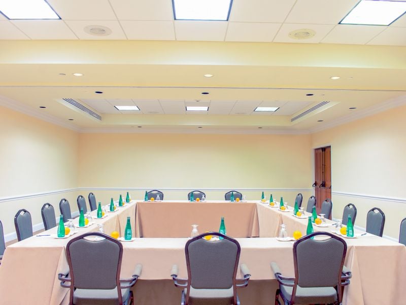 Meeting setup in the silver sand dollar room