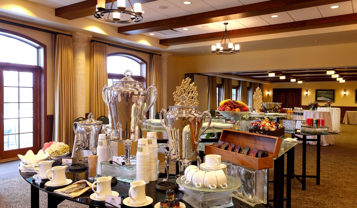 Catering table of hot beverages