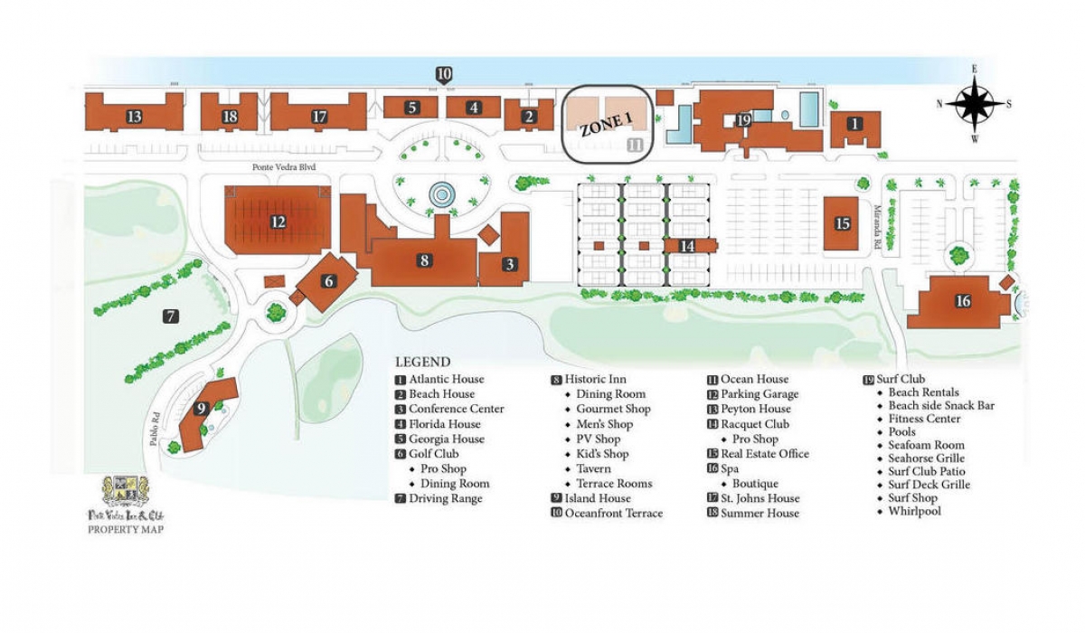 Map of Ponte Vedra Resort - Ocean House Construction Zone