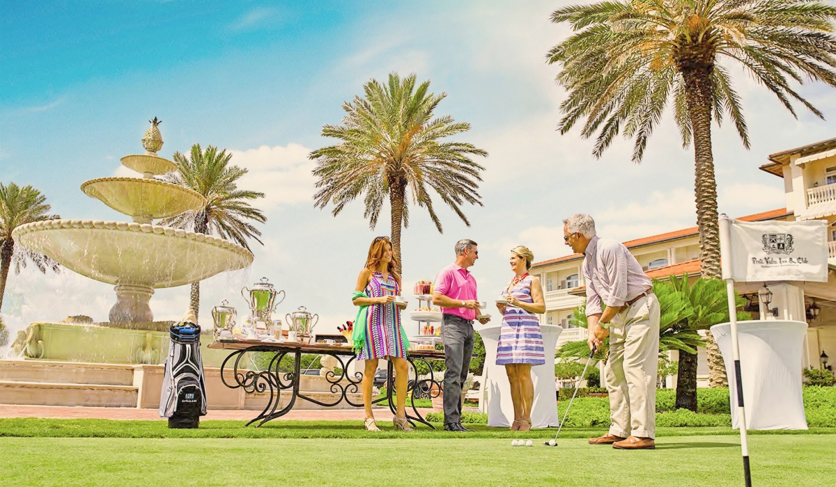 People playing golf