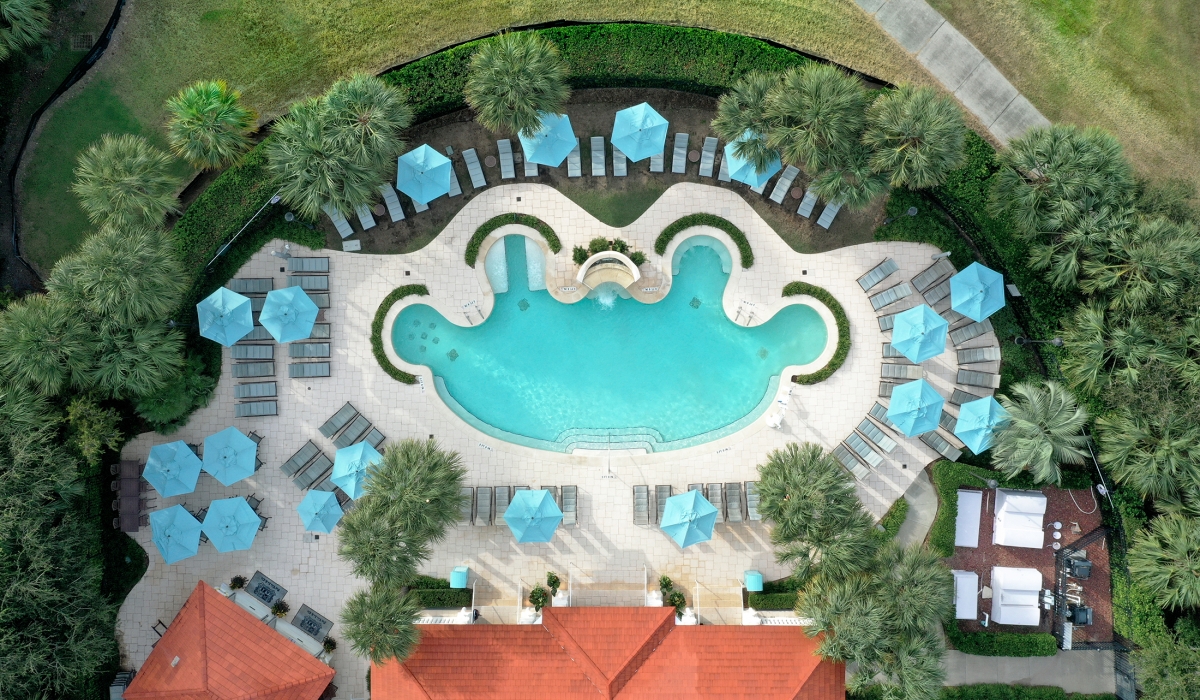 overhead shot of spa pool