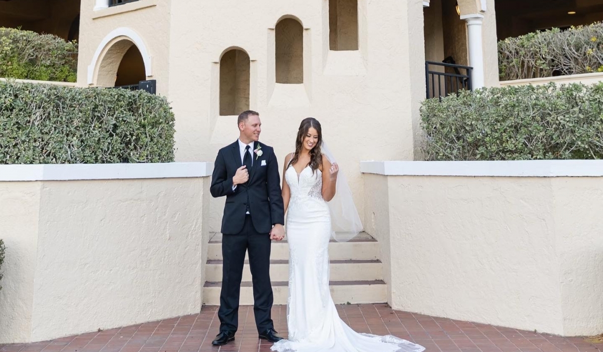 Bride and Groom outside our North Florida Beach Resort