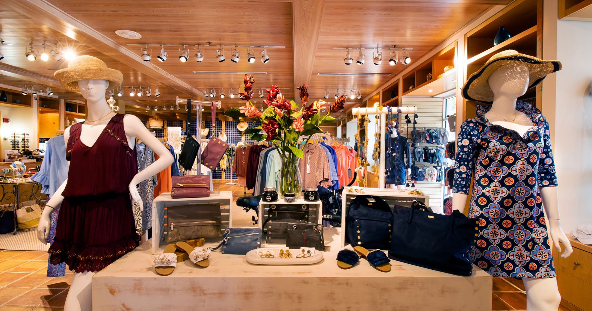 Front display of women's clothing and apparel at the women's shop