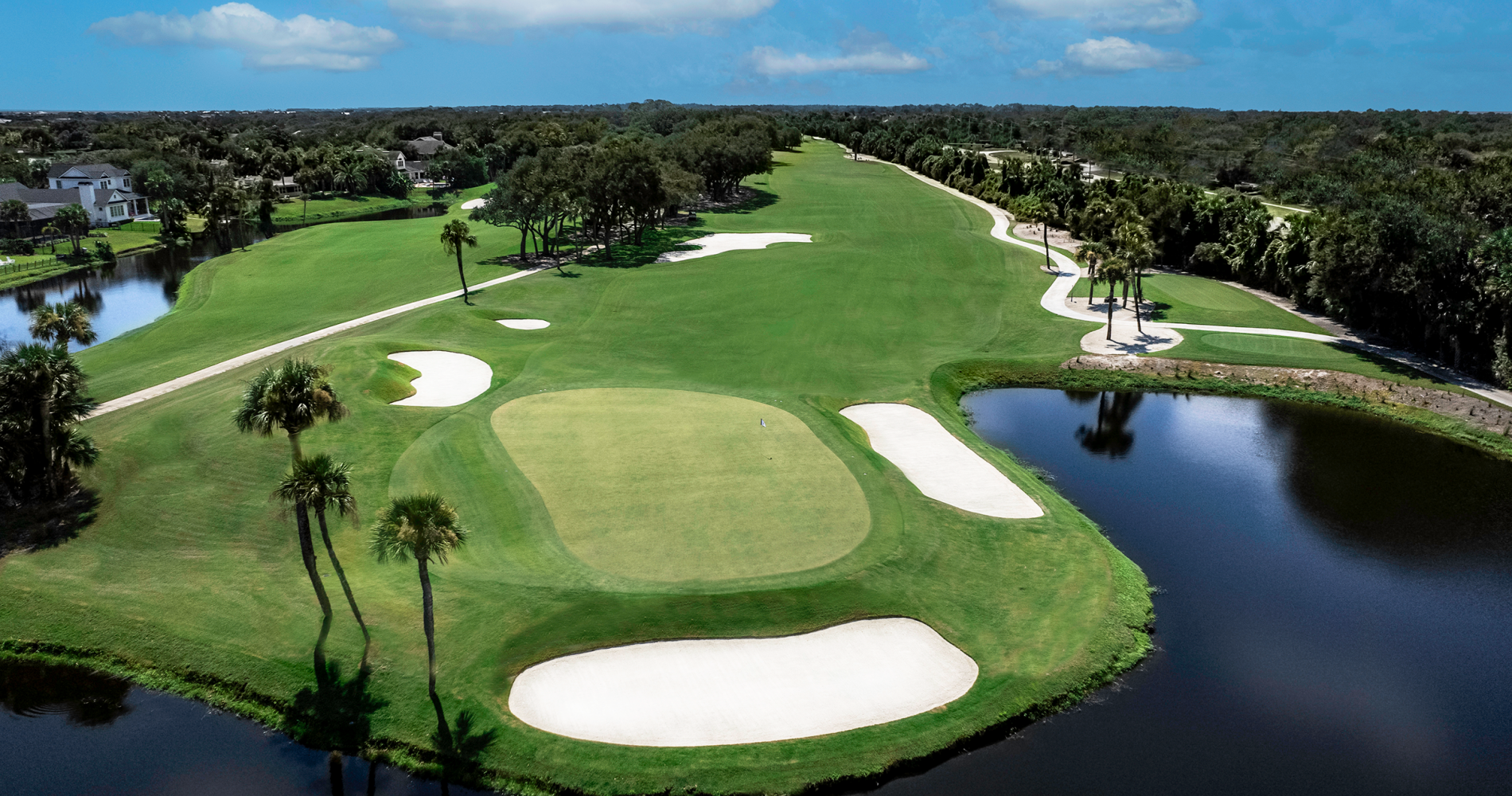 Aerial view of Island Course 14 at our Northeast Florida Beach Resort
