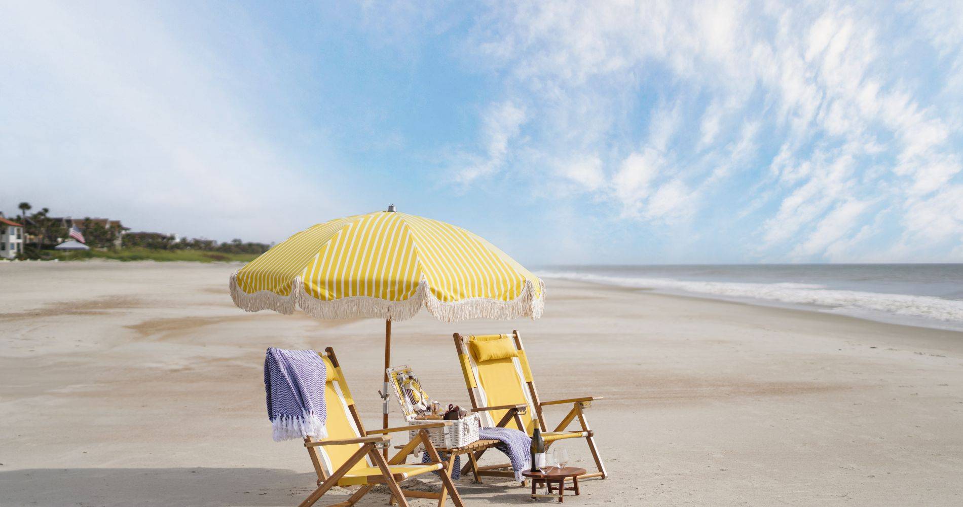 Beach chairs along the shore